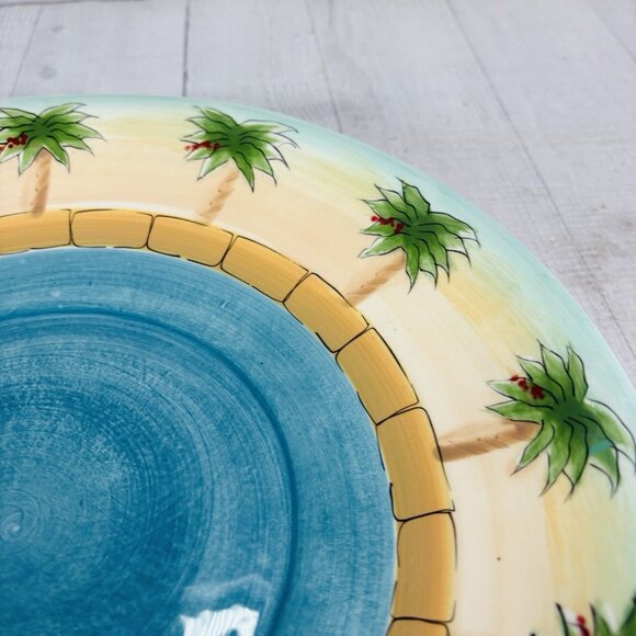 Anne Ormsby Baum Bros Imports TROPICAL PALM Pool Ceramic 12.5" Serving Platter - Picture 9 of 12